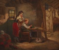 Victorian school, Interior scene with children, indistinctly dated and signed Kate Gyatt(?), oil