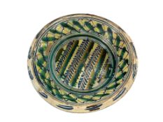 A large 19th-century Spanish maiolica lebrillo, 48cm diameter.