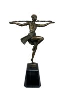 After Pierre Le Faguays (French, 1892–1962), an Art Deco style bronze figure of a female dancer,