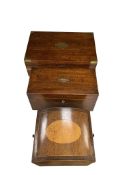 A George III inlaid mahogany domed top box, width 22cm, a George III rectangular mahogany tea
