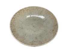 A Chinese Ge type crackle glazed dish, Qianlong, with certificate, diameter 22cm