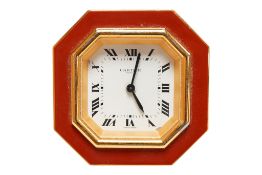 A boxed Must de Cartier octagonal desk timepiece, 7507, with case, 7cm high