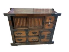 A Japanese elm and iron-mounted tansu, width 118cm, depth 47cm, height 89cm