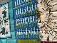 Three late 20th-early 21st century Hermes silk scarves, Ex-Libris, La Parade and Les Cles and a Her