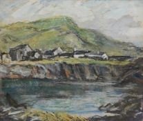 William York MacGregor (Scottish, 1855-1923), highland landscape with cottages, monogrammed, mixed