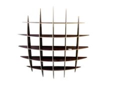 A contemporary five-ply wall shelf unit, width 93cm, depth 18cm, height 101cm