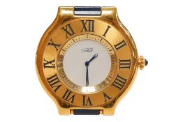 A Must de Cartier 21 alarm timepiece, with pouch, 6cm high