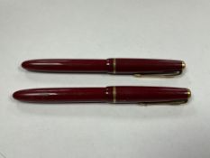 Two Parker fountain pens - 1950's in burgundy