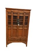 A 19th century Chinese provincial carved pine cupboard, width 108cm, depth 57cm, height 179cm