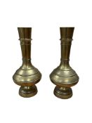 A pair of Victorian brass vases by C. Winn & Co., stamped marks, 23cm high (2).