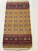 An Indian ladies Dupatta stole - fine silk woven stole with an Ikat stripe design and two wide end