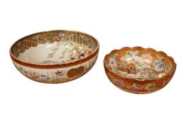 A Japanese Satsuma pottery bowl by Kinkosan, early 20th century and another Japanese Satsuma pottery