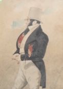Attributed to Joshua Deighton (19th. C), a three quarter length portrait of T. Craven Esq., stencils
