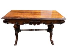 An early Victorian rosewood centre table, width 133cm, depth 65cm, height 74cm