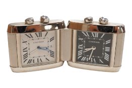 A Cartier Tank Francaise dual timepiece, 2945, 4cm high