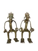 A pair of Cameroon bronze figures, Couga tribe, 20th century, height 29cm.
