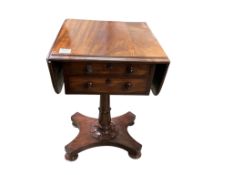 A William IV mahogany drop flap work table, width 47cm, depth 47cm, height 70cm