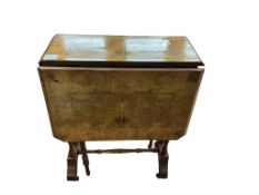 A Victorian inlaid walnut Sutherland table, width 54cm, depth 26cm, height 69cm