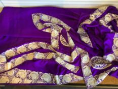 Five wide late 19th-20th century, decorative silk and gold wire embroidered borders, together with a