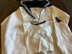An early 20th century British Royal Navy Petty officers tropical Frontier Shirt and two white