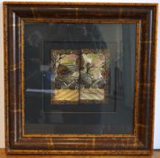 An early 20th century framed Chinese Civil Rank badge of a Siver Pheasant, possibly worn by a