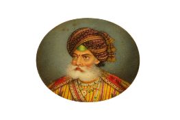 Indian school, 19th century portrait miniature of Maharaja Gulab Singh, watercolours on ivory, oval,