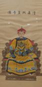 Chinese school, ancestral portrait of the Kangxi Emperor, watercolours on silk, 97 x 49cm