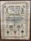 A 19th century George IV sampler by Rachel Goddard, age 10 years, date 1826, with small verse,