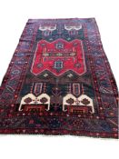 A Turkish blue ground geometric rug, 260 x 150cm