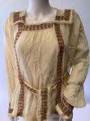 A 1920's-30's cheesecloth, hand made, finely embroidered lady's Hungarian blouse. Embroidered with