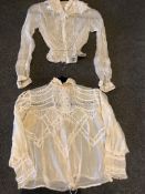 A collection of the five mixed Victorian and Edwardian ladies white worked, embroidery anglaise,