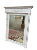 A 19th century overmantel mirror, later painted, width 94cm, height 124cm