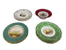Thirteen English porcelain topographical painted plates, 19th century, some probably Ridgway and