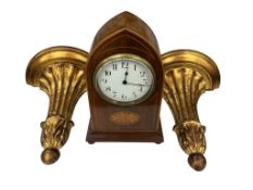 A pair of Italian fluted giltwood wall brackets, height 26cm, and an Edwardian inlaid mantel
