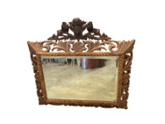 A Flemish rectangular carved oak wall mirror, width 100cm, height 96cm