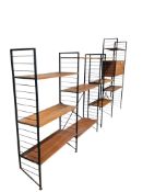 Two large Ladderax shelving units, one with a secretaire section, width 170cm, depth 36cm, height