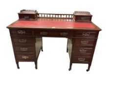 A Victorian mahogany kneehole desk, width 122cm, depth 63cm, height 89cm