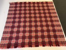 A 20th century large Welsh wool ‘double cloth loom’ woven, Caernarfon pattern or Portcullis pattern,