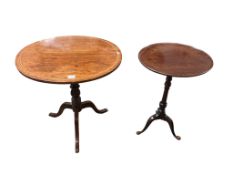 A Victorian mahogany tripod table and an Edwardian mahogany wine table, larger diameter 74cm, height