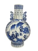 A 19th century Chinese blue and white moon vase with figurative landscape panels, height 30cm.