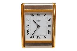 A boxed Must de Cartier Tank travel alarm clock, REF7505, with case, 9cm high