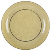 A Chinese sgraffito yellow ground dish, 14cm diameter