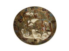 A Japanese Satsuma ware dish, Meiji period, diameter 30cm.
