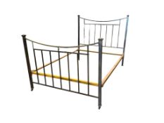 An Edwardian brass bedframe, width 140cm, length 205cm, height 136cm