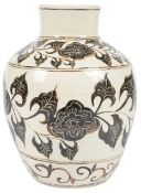 A Chinese Cizhou type pottery ovoid vase, possibly Ming Dynasty, painted in brown and incised with