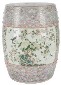 A Chinese famille rose ‘quail and songbird’ garden seat, mid 19th century, painted with two quail