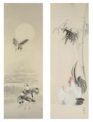 Japanese School (Meiji Period, 1868-1912)Terns and Chickenstwo watercolours on silk by two different