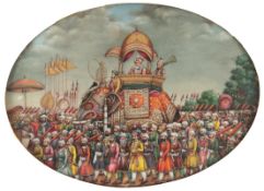 Indian Company School (late 19th century)A multi portrait miniature of The Procession of Akbar