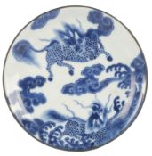 A fine Chinese bleu de Huê ‘qilin’ saucer dish, made for the Vietnamese Court, Lê Trinh dynasty,
