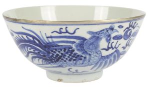 A bleu de Huê ‘dragon and phoenix’ bowl, early 20th century, made for the Vietnamese market, the
